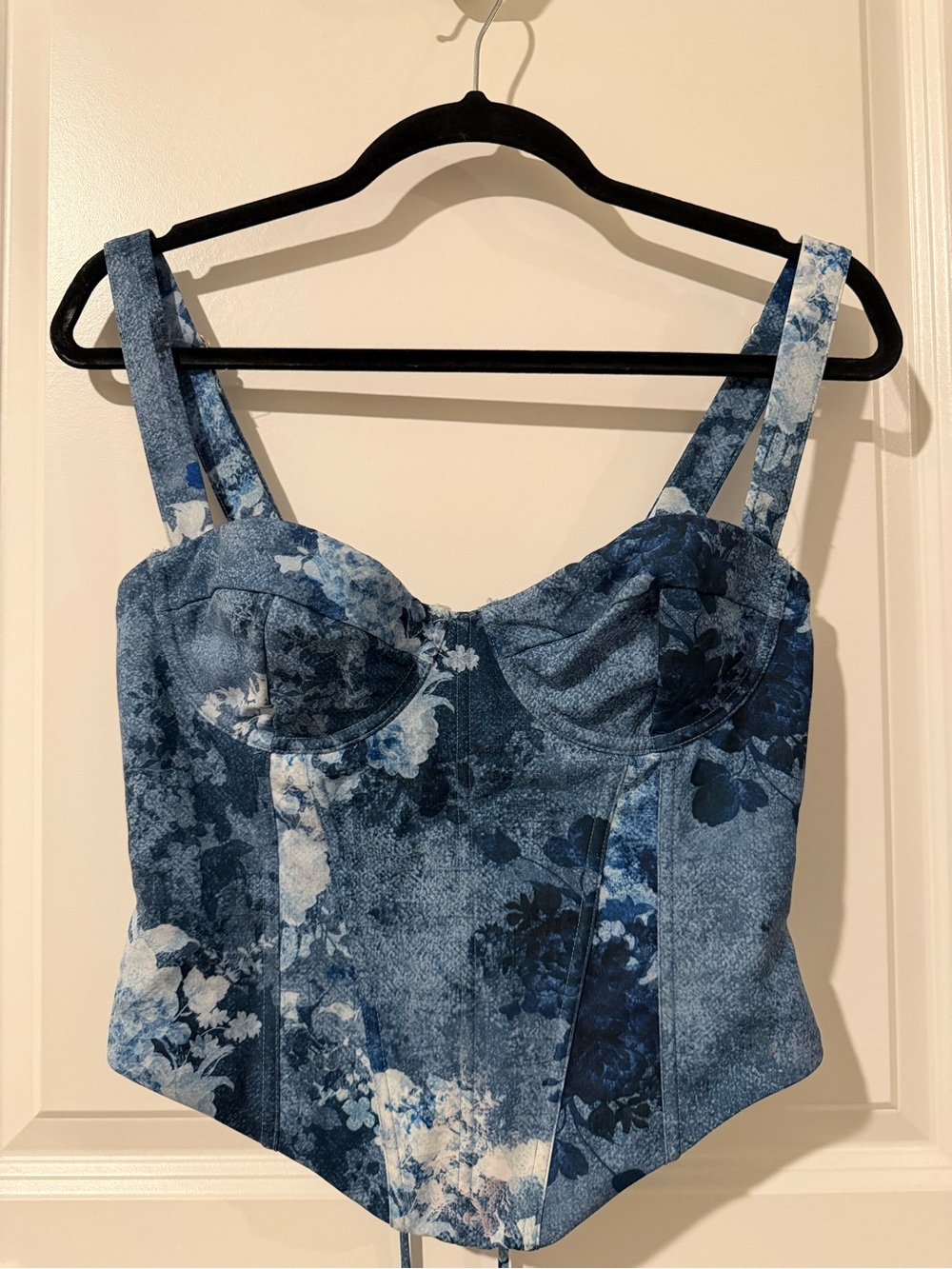 White Fox Boutique Blue Floral Bustier Top